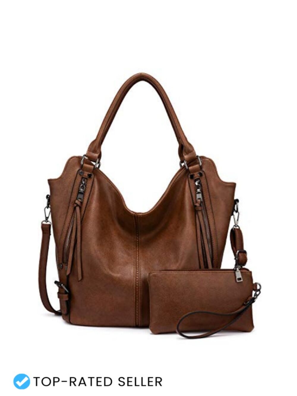 Women's PU Leather Hobo Shoulder Bag Large Tote Purse with Adjustable Strap